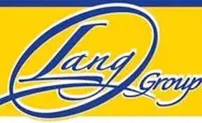 Logo of lang group featuring stylized script on a yellow and blue background.